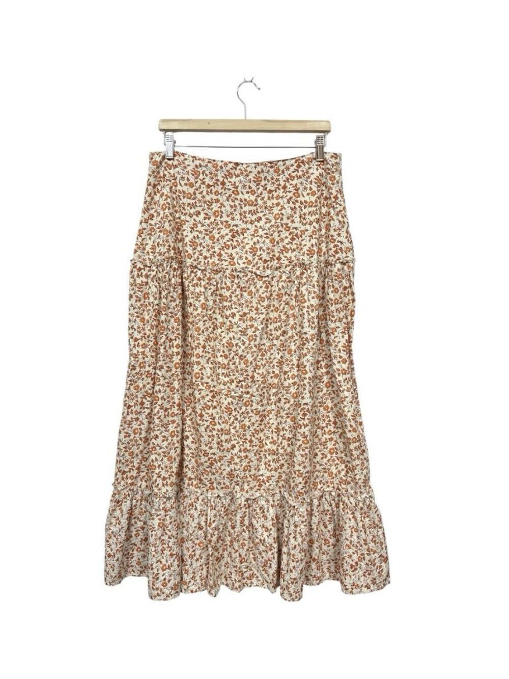 Anthropologie Luna Moon Tiered Boho Peasant Maxi Skirt Size L Large Floral - Picture 3 of 6